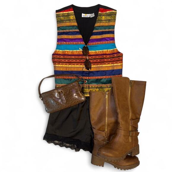 Insane rare folk boho smithsonian institution vintage vest - Picture 1 of 5
